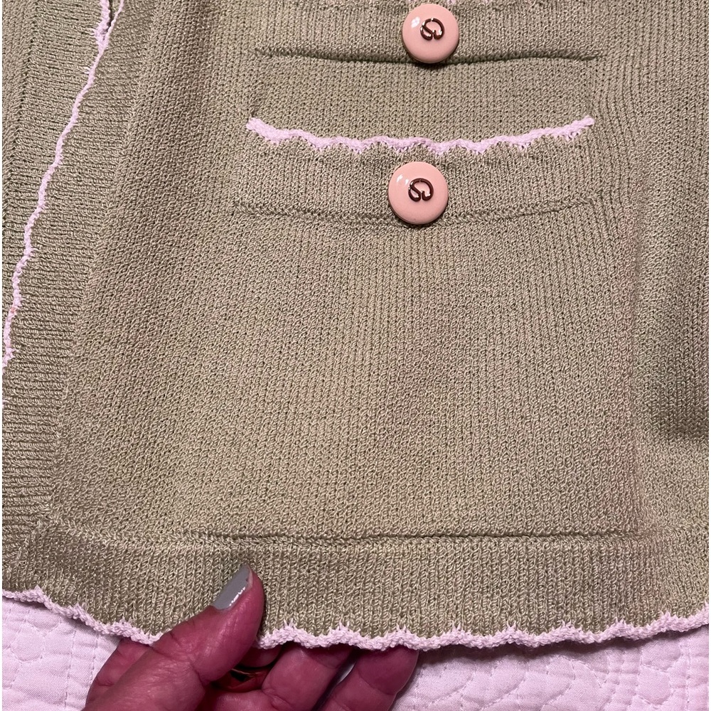 Vintage ST JOHN Collection‎ by Marie Grey Lime Green Cardigan - Picture 4 of 9